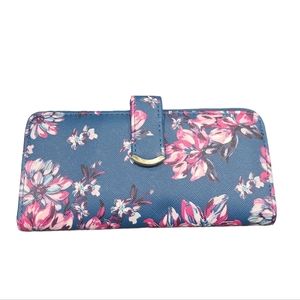Time Tru blue flower slim wallet